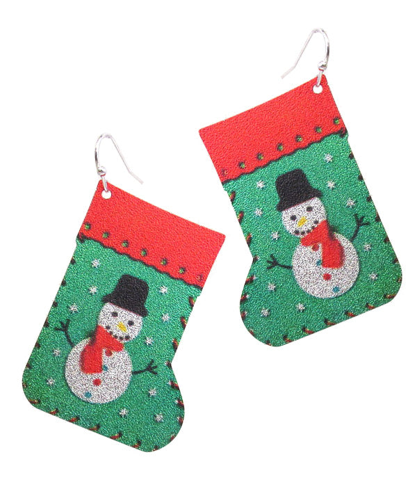 CHRISTMAS THEME METAL SHEET EARRING - SOCKS-0