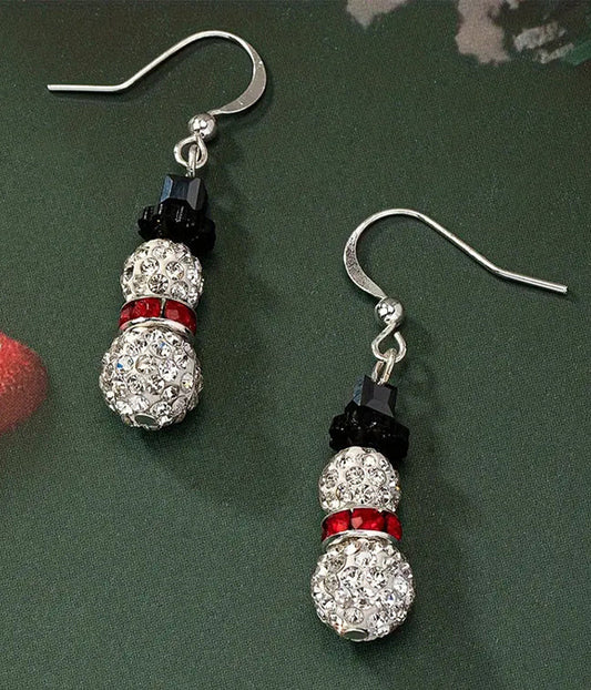 CHRISTMAS THEME CRYSTAL SNOWMAN EARRING-0