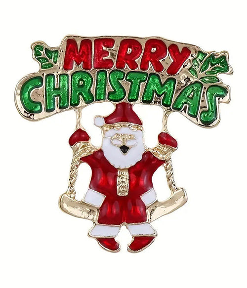 CHRISTMAS THEME BROOCH - SANTA SWING-0