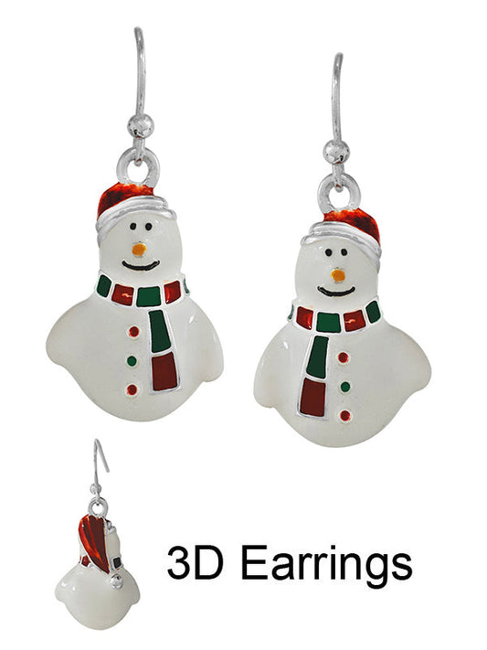 CHRISTMAS THEME EPOXY 3D SNOWMAN EARRING-0