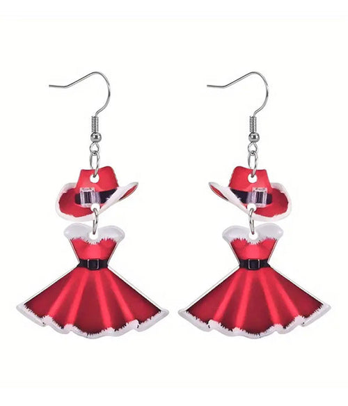 CHRISTMAS THEME RED HAT EARRING-0
