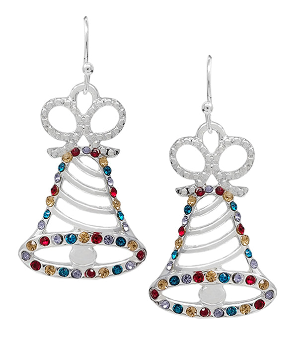 CHRISTMAS THEME CRYSTAL BELL EARRING-0