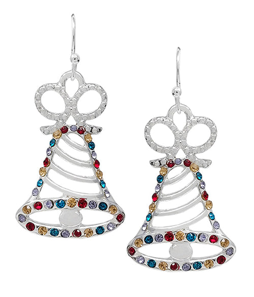 CHRISTMAS THEME CRYSTAL BELL EARRING-0