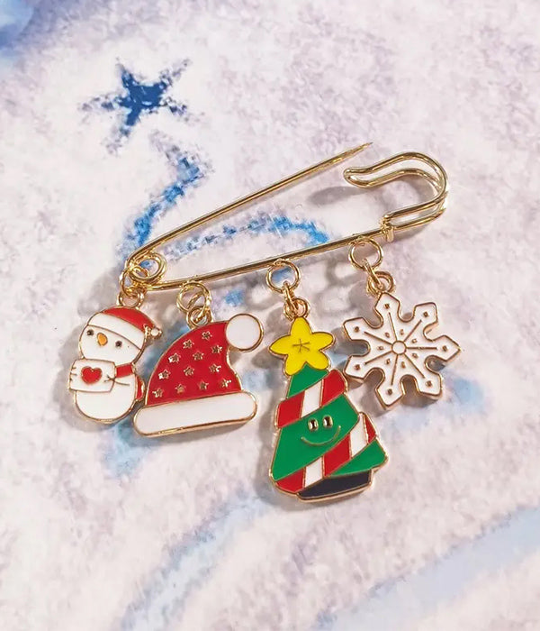 CHRISTMAS THEME BROOCH - SNOWMAN SNOWFLAKE-0