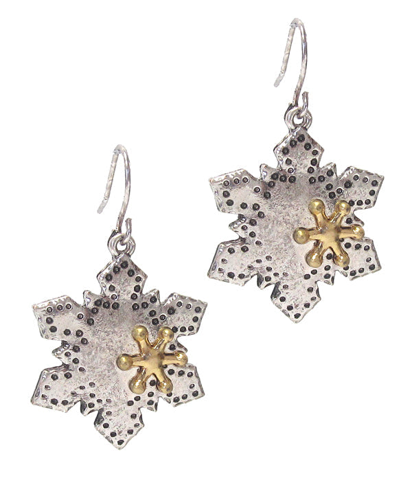 CHRISTMAS THEME SNOW FLAKE EARRING-0