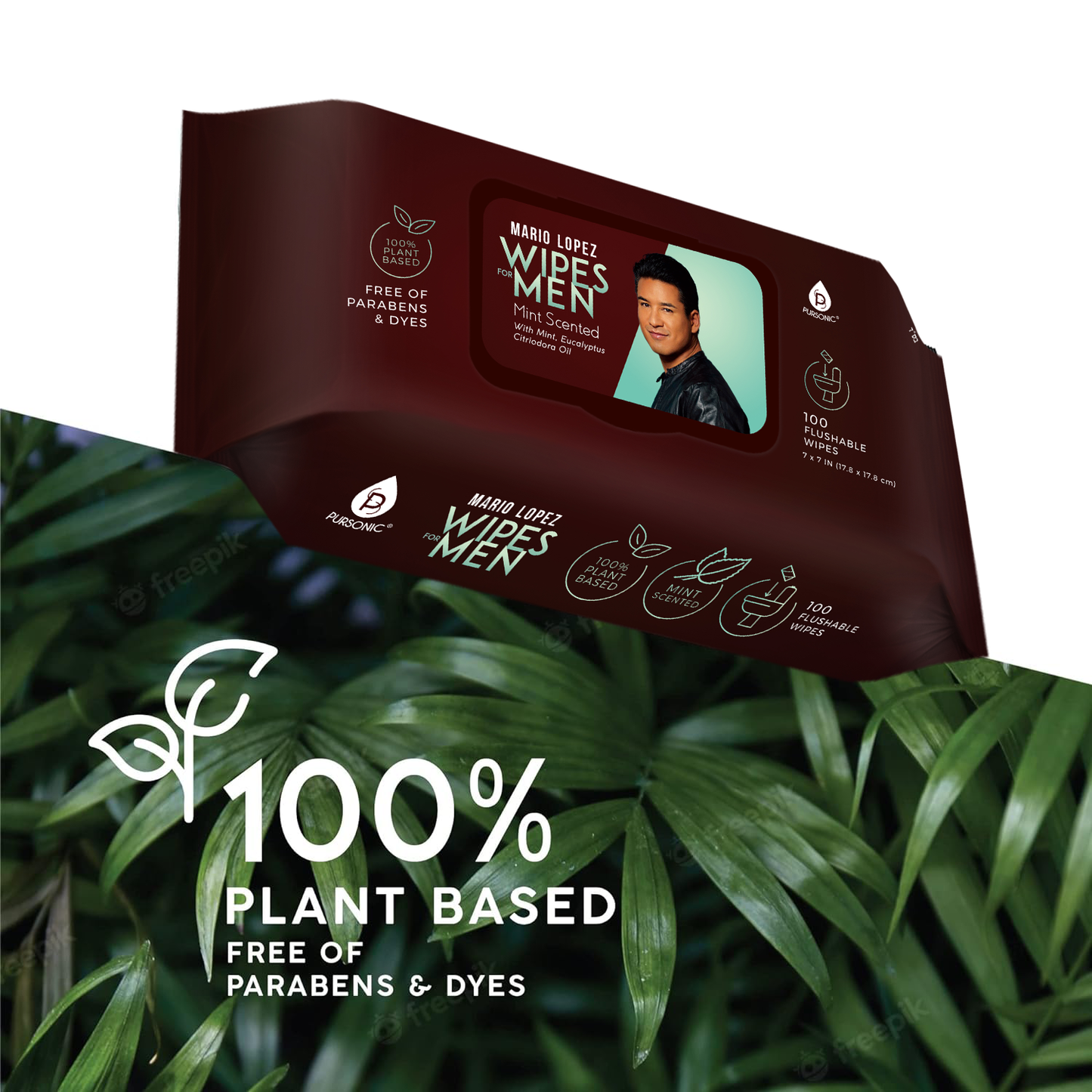 Mario Lopez 100% Plant Based Man Wipes, Mint Scented, Flushable wipes, 100 Count-2