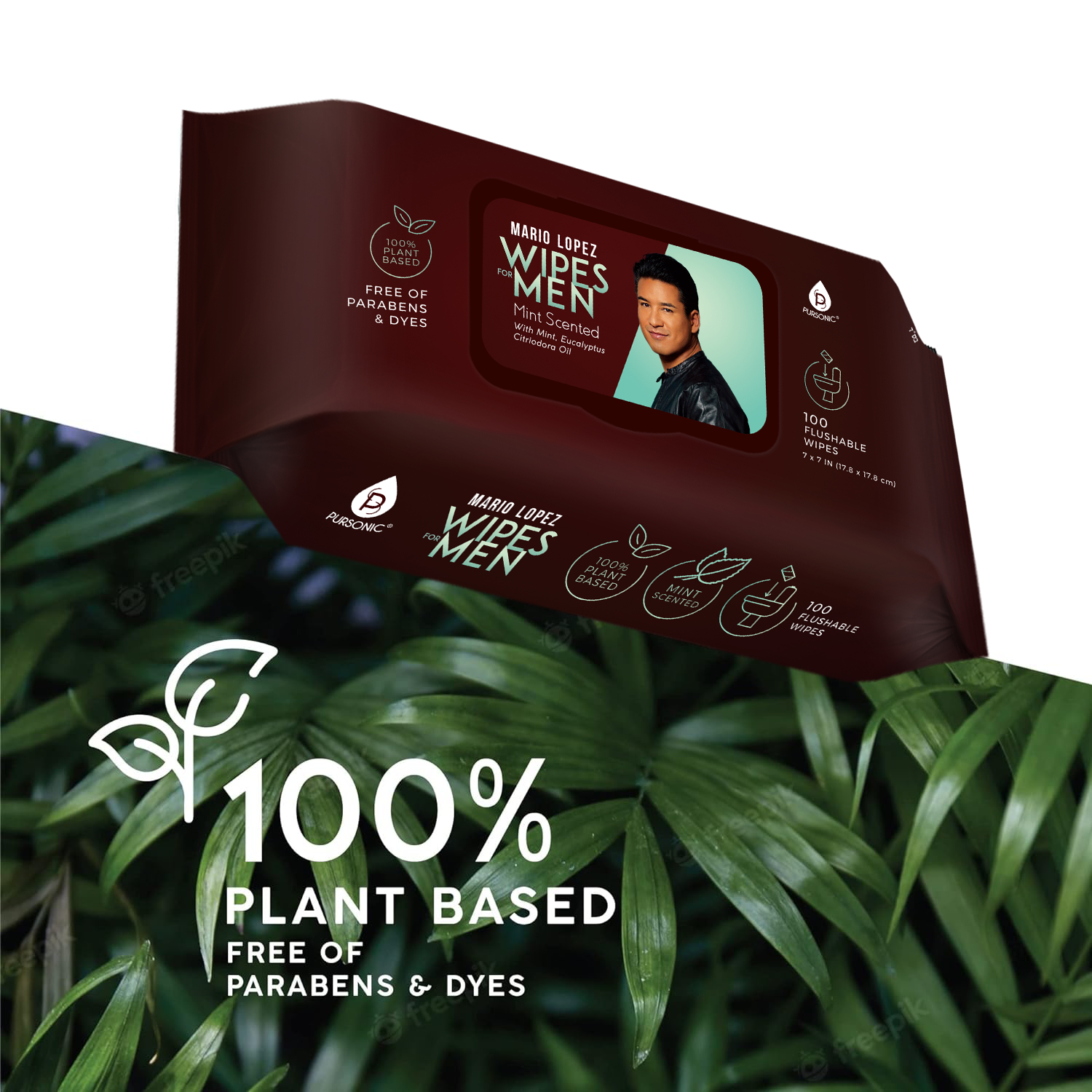 Mario Lopez 100% Plant Based Man Wipes, Mint Scented, Flushable wipes, 100 Count-2