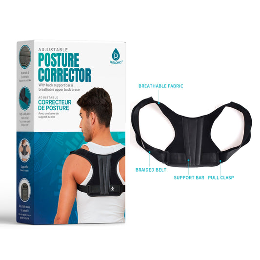 Adjustable Posture Corrector With Back Support Bar & Breathable Upper Back Brace-0