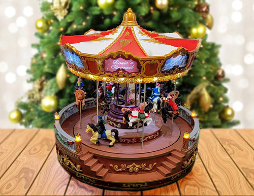 Christmas Carousel Decoration. Animated Christmas Village F07M4-9-W271-0