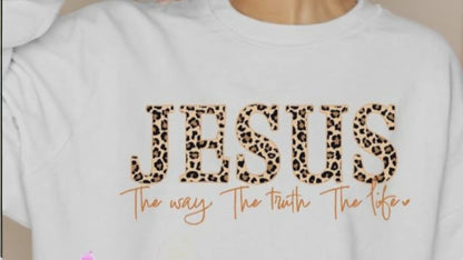 Christian Sweatshirt Jesus Is The Way Graphic Unisex White Custom Design