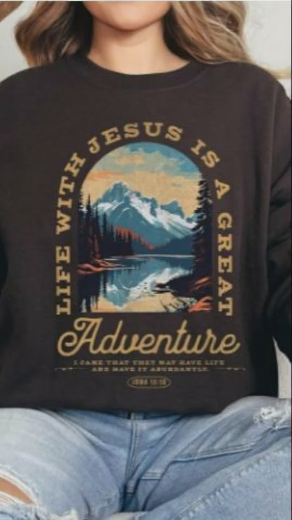 Adventures With Jesus Unisex Christian Sweater Dark Chocolate