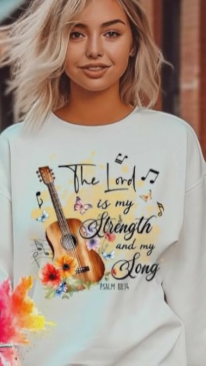 Christian The Lord Is My Strength Sweatshirt Unisex White Gildan