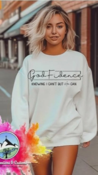 Christian Sweatshirt Godfidence Unisex White Gildan Color Changing Faith Based