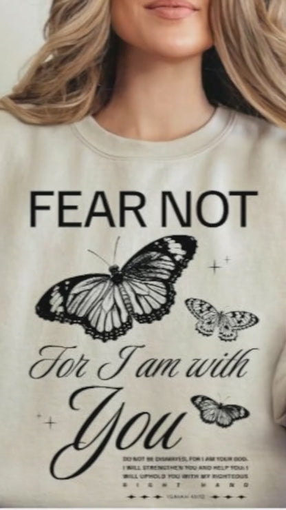 Christian Sweatshirt Fear Not Faith Based Unisex Gildan Sand