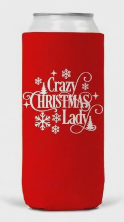 Slim Can Coozie Premium Insulated Neoprene Keeps 12oz Slim Cans Cold For Crazy Christmas Lady Fans