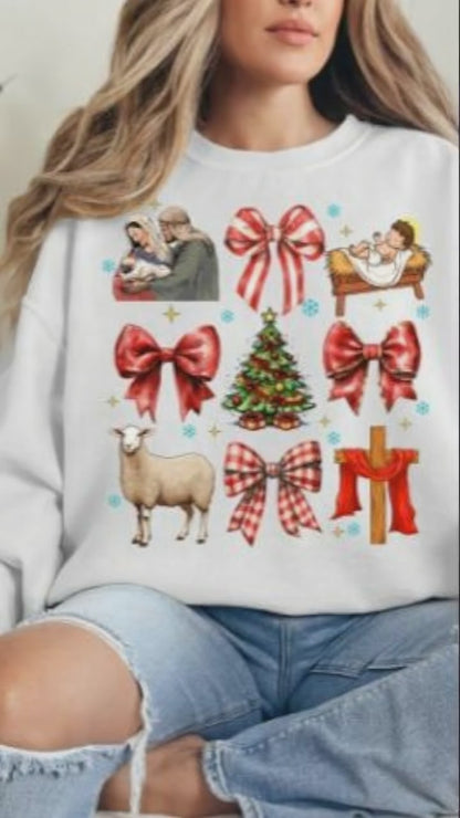 Eco Brand Christian Christmas Sweatshirt With Christmas Bows Unisex