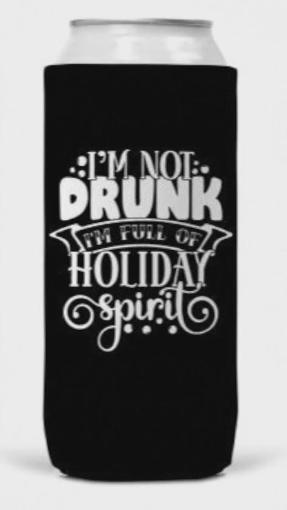 Im Not Drunk Christmas Slim Can Coozie 12oz Neoprene Collapsible Holder With C Hook For Slim Cans