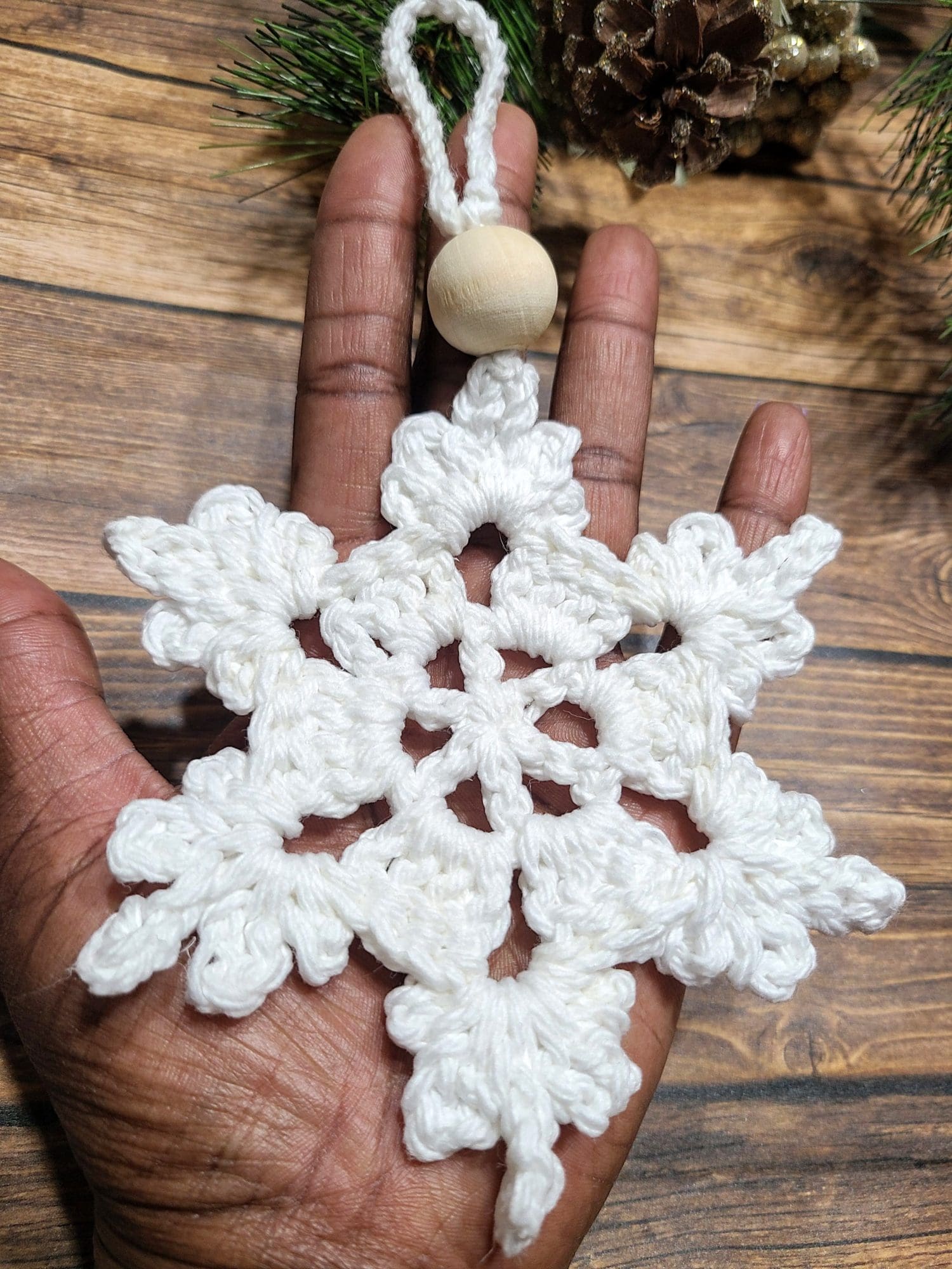White Snow Flake Ornament-1