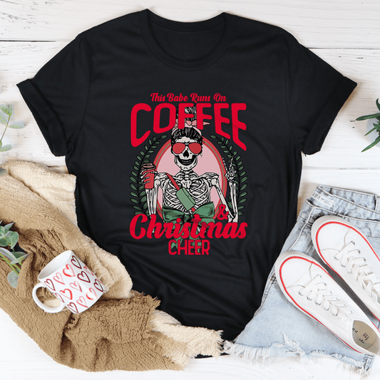 This Babe Runs On Coffee & Christmas Cheer Tee-0