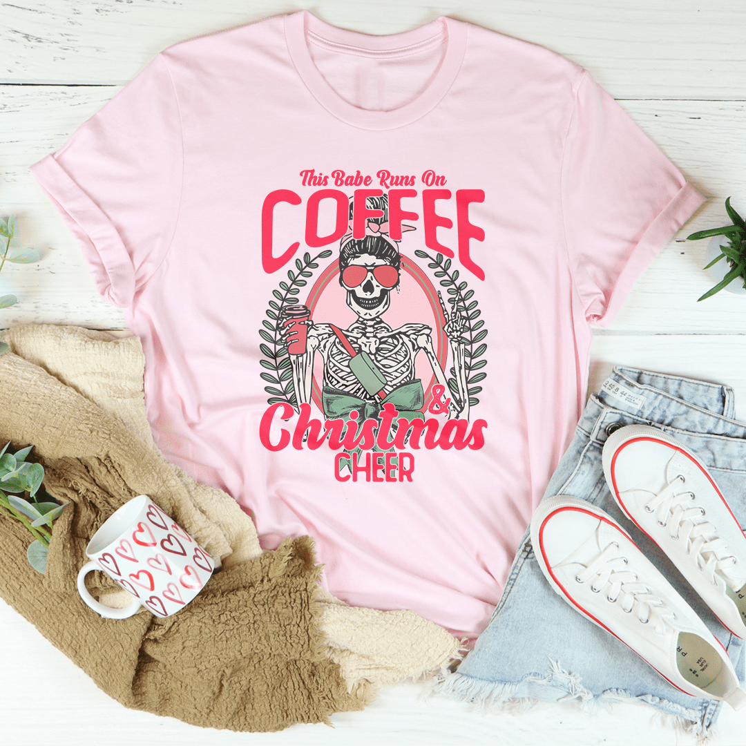 This Babe Runs On Coffee & Christmas Cheer Tee-1