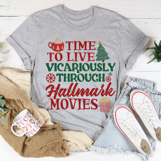 Time to Live Vicariously Christmas Tee-0